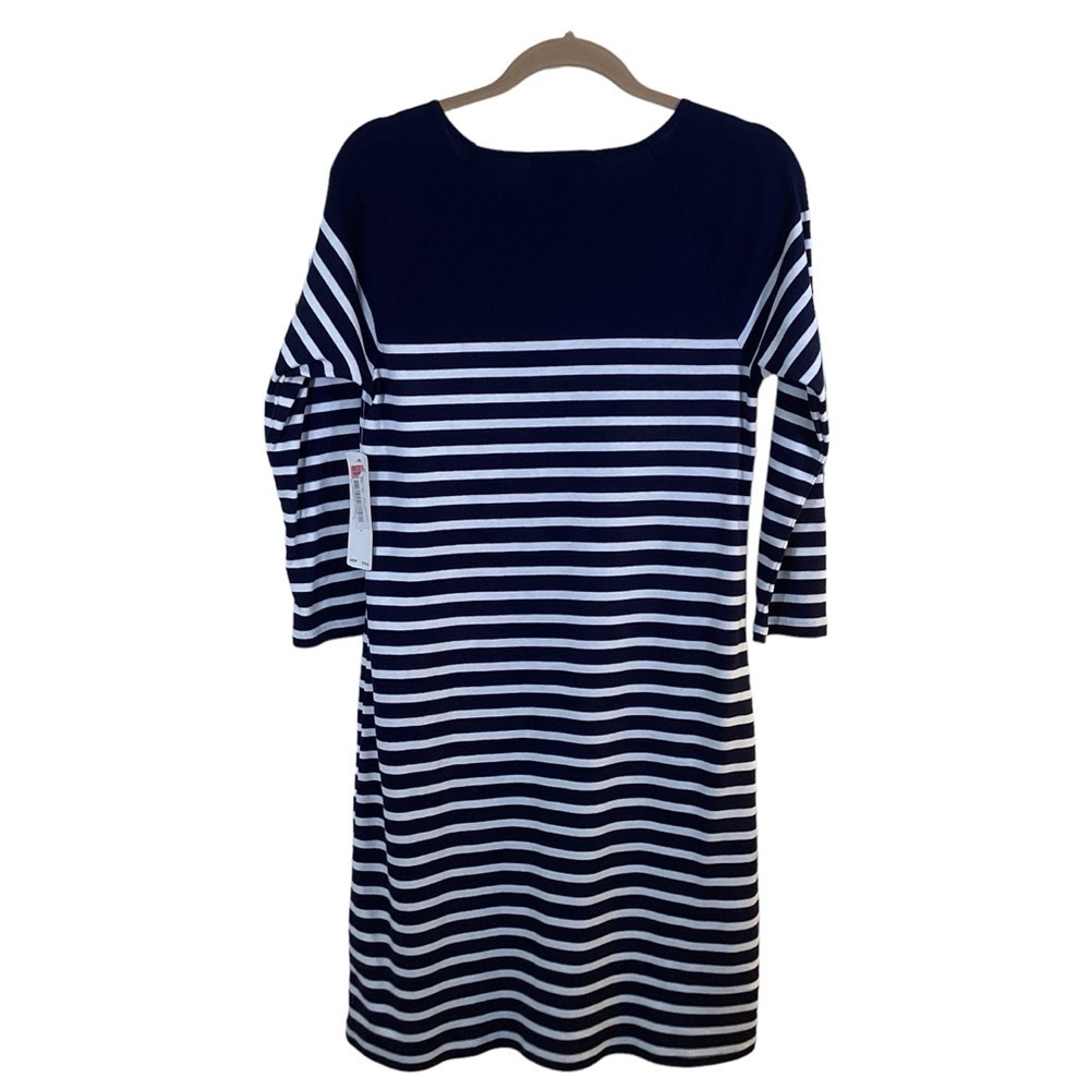 Lauren Ralph Lauren NWT Women’s Navy White 3/4 Sleeve Shift Dress. Size Large - Picture 2 of 5